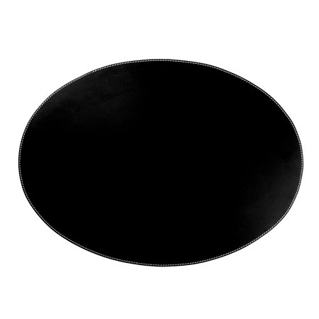 Dkkeserviet oval i lder sort - 4 stk 