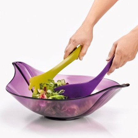 Salatskl incl. salatbestik - lilla/grn