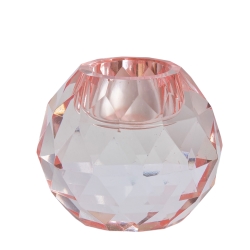 Billede af Diamant lysestage i glas - rosa