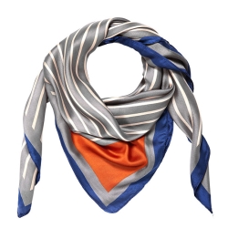 Tørklæde grå/orange med silke