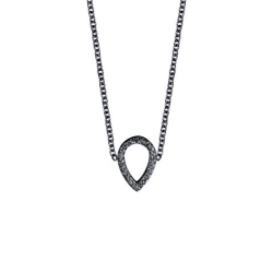Aqua Dulce - Oxideret sølv halskæde med dråbe vedhæng