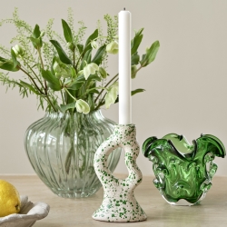 Speckle lysestage - hvid / grn