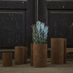 Billede af Block læder vase i natur - small