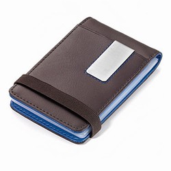 Troika kreditkortholder - brun/blå med lommer