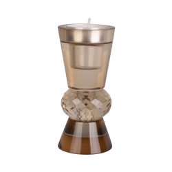 Lysestage Crystal Art duo - brun glas