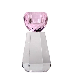 Lysestage Snerle krystal - pink og klar