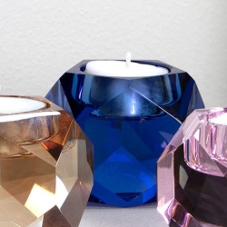 Krystal lysestage Taks - blå
