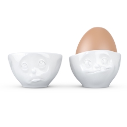 Tassen æggebægre med ansigter - Please og Tasty