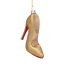 Vondels ophæng - glitter stilet sko i guld