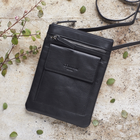 erotisk Sophie portugisisk Læder taske sort skind mobiltaske Corium Leather taske lang rem