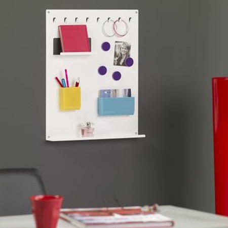Magnettavle med akryl bokse - hvid