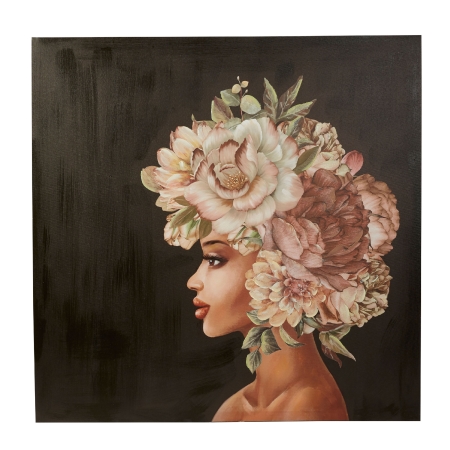 Maleri - Dame med blomster hår