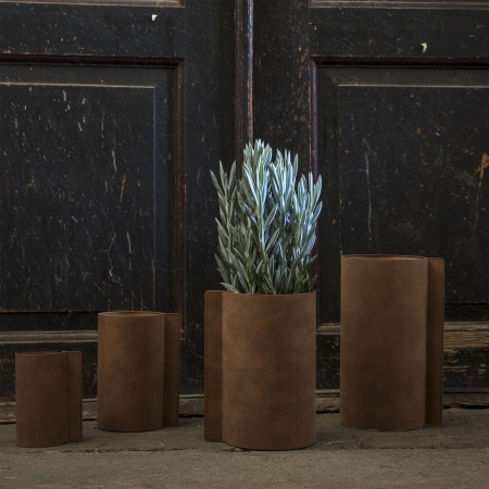 Block læder vase i natur - small