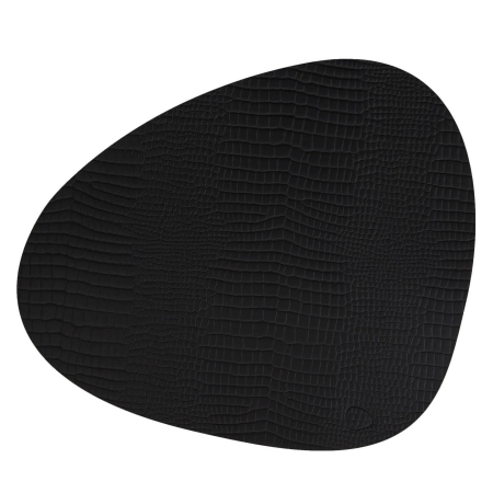 Dækkeserviet i sort kroko læder - curve large