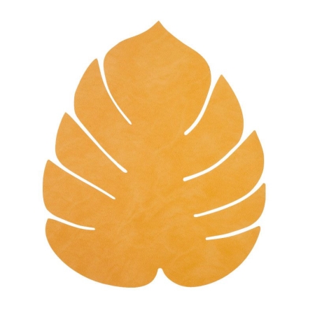 Dækkeserviet LINDDNA monstera blad - curry gul