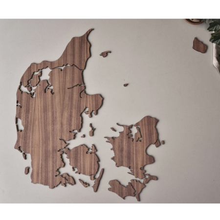 Danmarkskort valnød træ - Minifabrikken