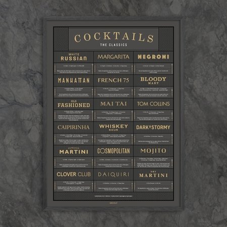 Gehalt plakat Cocktails - The Classics i koksgrå