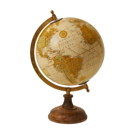 Globus i vintage stil brun - træ fod