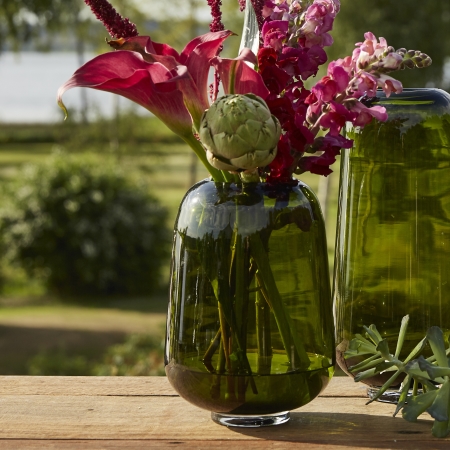 Vase i grønt glas