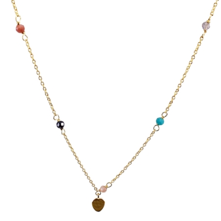 Lang forgyldt halsk�de Patti - Aqua Dulce