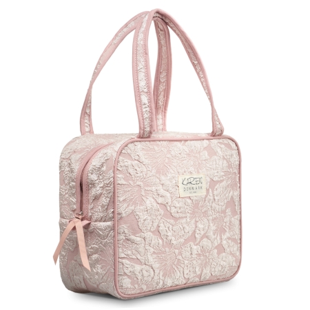 Dame toilettaske Karen - rosa brokade