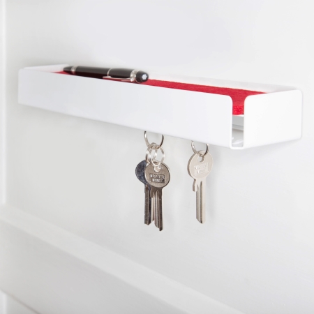 Key boks nøgleholder i hvid metal - rød filt