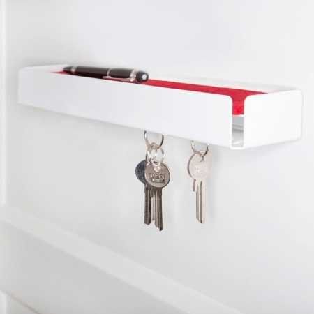 Key boks ngleholder i hvid metal - rd filt