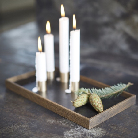 Candle Tray De Luxe - mørk træ med lysestager 