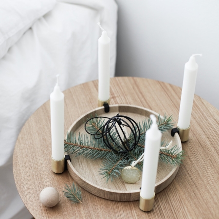Advents lysestage Luna - messing og egetr
