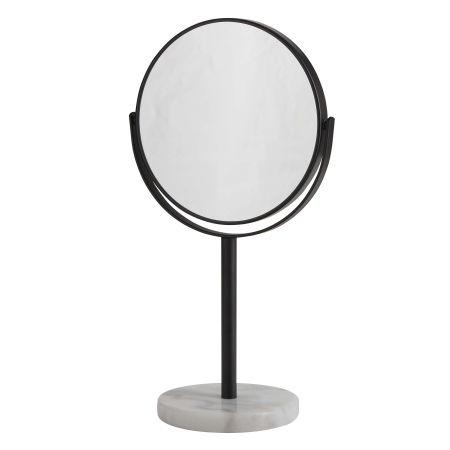 Makeup spejl p fod sort - hvid marmor