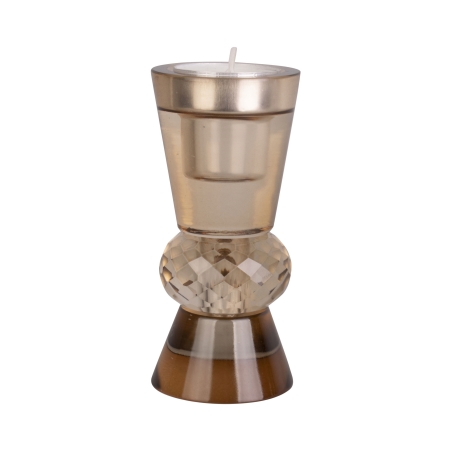 Lysestage Crystal Art duo - brun glas