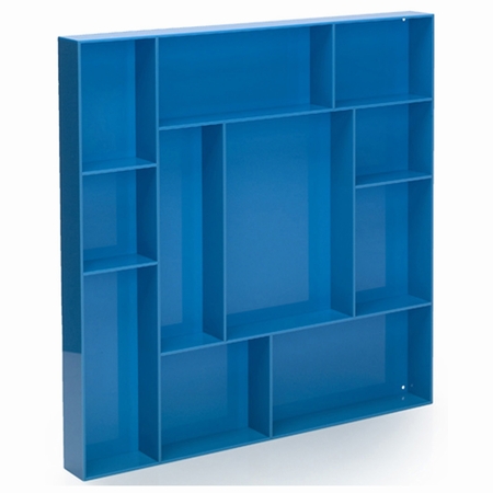 Sættekasse kvadratisk - blå akryl