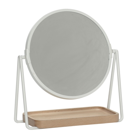 Bordspejl hvid metal og træ