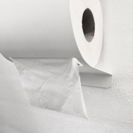 Toiletrulleholder med tape til vg - hvid metal